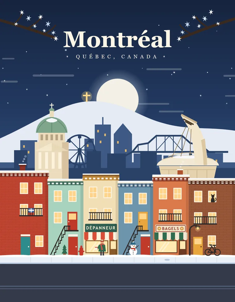Affiche Montréal en hiver, 8,5 × 11 po, Klemstudio
