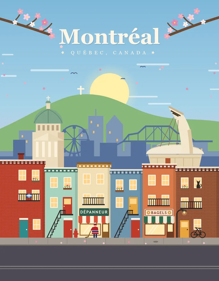 Affiche Klemstudio, Montréal au printemps, disponible en poster métal