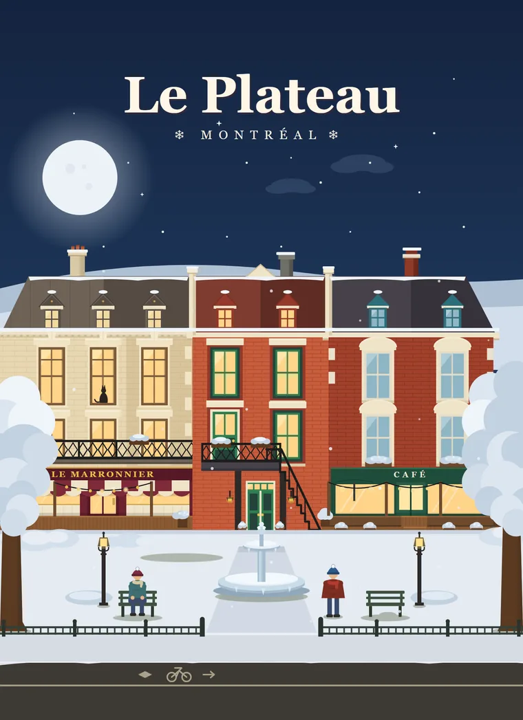 Affiche Klemstudio, Le Plateau en hiver