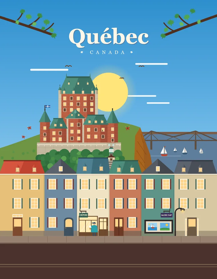 Affiche Québec en été, 8,5 × 11 po, Klemstudio