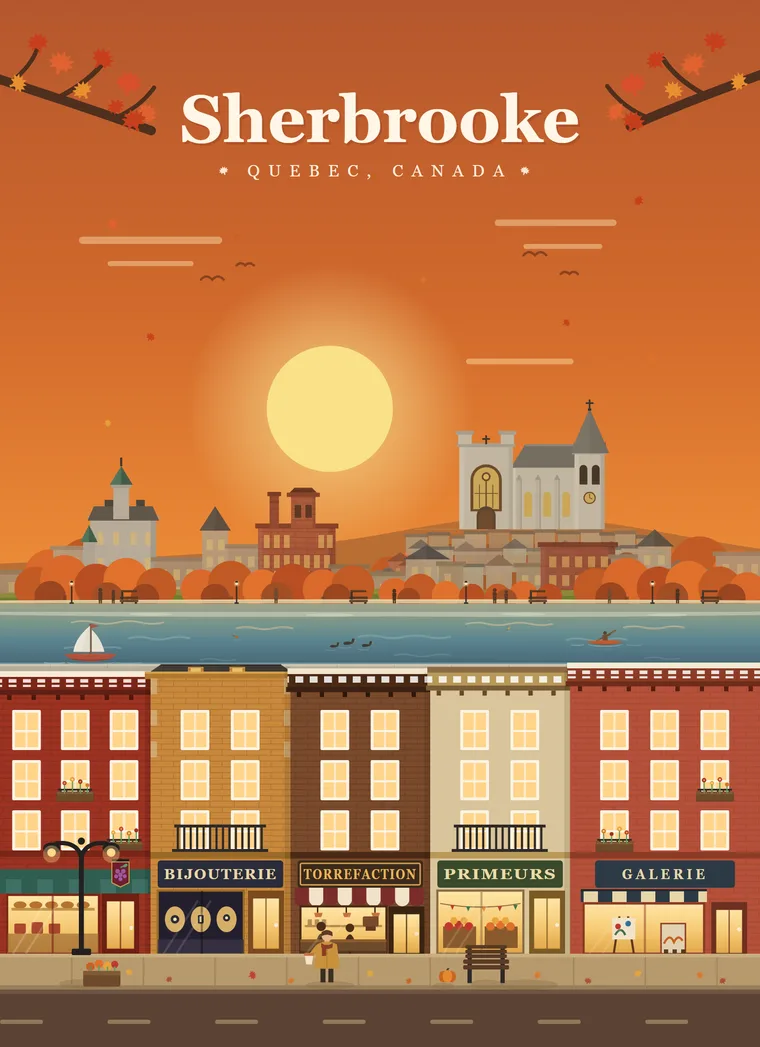Affiche Klemstudio, Sherbrooke en automne