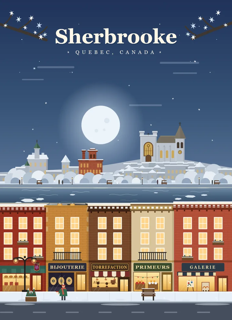 Affiche Klemstudio, Sherbrooke en hiver