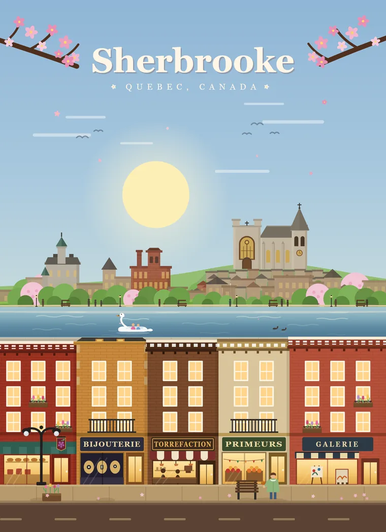 Affiche Klemstudio, Sherbrooke au printemps