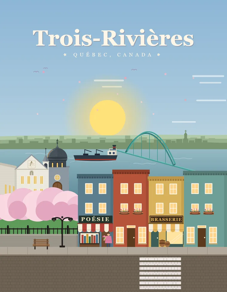 Affiche Trois-Rivières au printemps, 8,5 × 11 po, Klemstudio